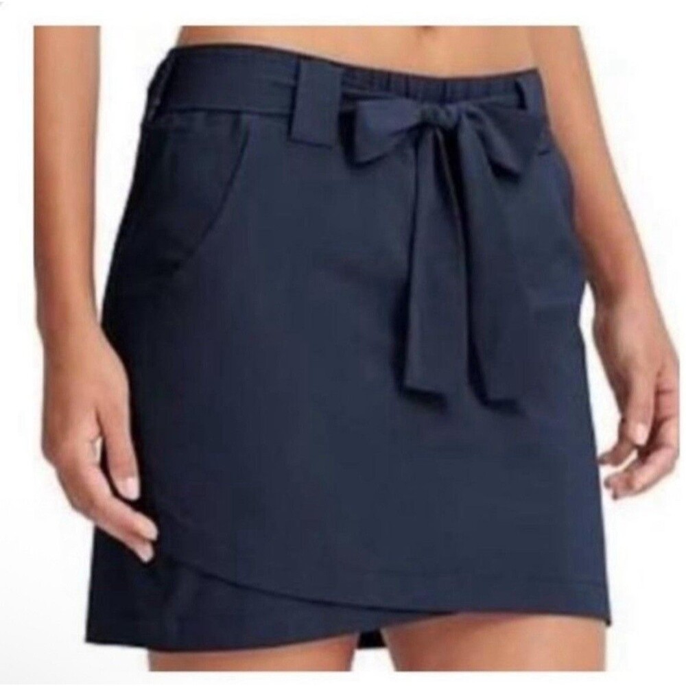 Athleta Women's Skyline Skort Navy Paperbag Waist, Belted, Pockets Small
